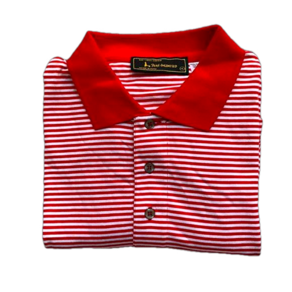 Peru Unlimited Pima Cotton Red White Striped Polo Men XL